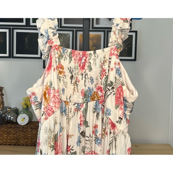 Torrid Plus Size Maxi Challis Ruffle Strap Tiered Dress in Lush Floral Dew - Picture 6 of 11